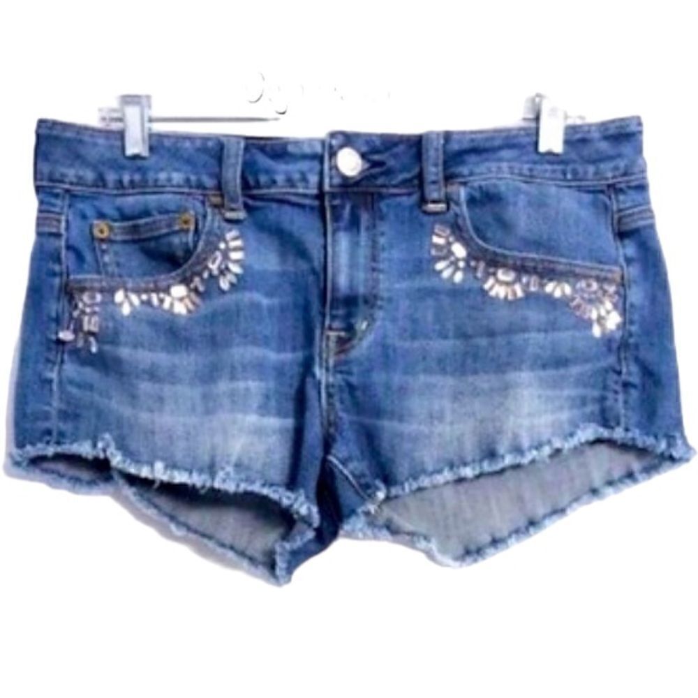 AMERICAN EAGLE RHINESTONE JEAN SHORTS SIZE 4 W27